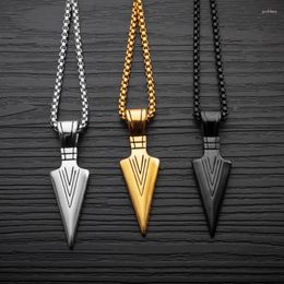 Pendant Necklaces Cool Arrow Stainless Steel 316L Jewelry Trendy Hiphop Punk Necklace For Men Geometric Design 3 ColorsPendant Godl22