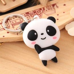 Delysia King Cute Cartoon Panda Keychain Couple Originality Gifts Fashion Handicraft Two-sided Rubber Bag Pendant 220516