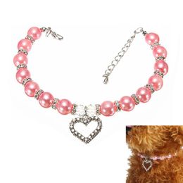 Pet Rhinestone Collars Puppy Dog Cat Imitation Pearl Necklace Pet Accessories Lovely Fashion Pets Dogs Cats Collar