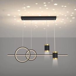 Pendant Lamps Modern LED Hanging Lights Restaurant Iron Gold Black Long Strip Starry Sky El Dining Table Living Room Bar Ring LampPendant