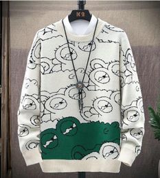 Cartoon Pattern Pullovers Mens Sweaters 2022 Winter Harajuku Streetwear O-Neck Men Knitted Slim Sweater Jersey Printed Clothing