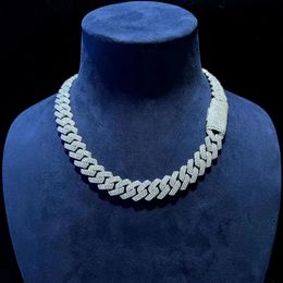 Colares pendentes exclusivamente feitos com o diamante de hip -hop Cadeia cubana de 14 mm/20mm Base de prata de prata esterlina 925 Aceitar personaliza￧￣o