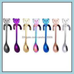 Spoons Flatware Kitchen Dining Bar Home Garden Lovely Mini Bear For Coffee 304 Stainless Steel Gold Dessert Tableware On Promotion Drop D