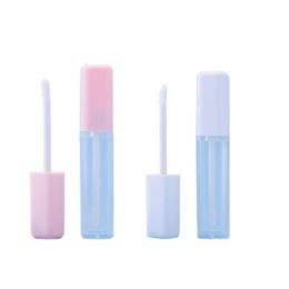 Empty Packing Bottle Square Lip Gloss Frosted Tube Beautiful White Pink Screw Cover Portable Cosmetic Refillable Packaging Container 6ml