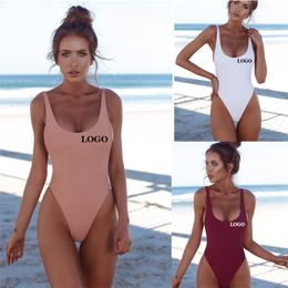 Custom Swimwear Women Bikini Sexy Bodysuit 1 pc Swimsuit Beachwear High Cut Low Back Bathing Suit Female Summer 220707