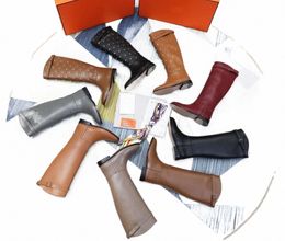 Luxury Designer Women Jumping Knee Boots Box Calfskin Boot leather sole leathers laminated heel insole lining unique craftsmanship classic