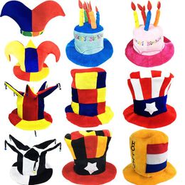 Berets Kids Adult Funny Elf Clown Masquerade Football Beer Caps Party Birthday Cake Top Hat Props Halloween Carnival Costume CosplayBerets