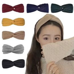 Knitted Cross Hair Bands Wash Face Headband Pure Color Elastic Headbands Yoga Sports Hairband for Women Girls