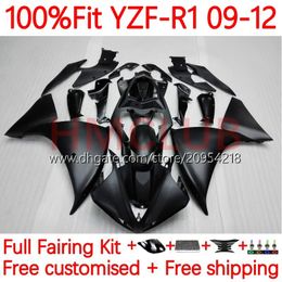 Injection Body For YAMAHA YZF-R1 YZF1000 YZF R 1 1000 CC 2009-2012 Bodywork 5No.4 YZF R1 1000CC YZFR1 09 10 11 12 YZF-1000 2009 2010 2011 2012 OEM Fairing Kit flat black