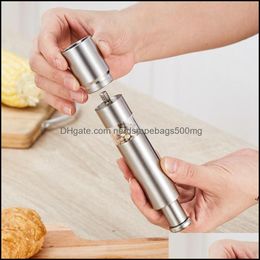Mills Kitchen Tools Kitchen Dining Bar Home Garden Stainless Steel Pepper Mill Grinder Thumb Push Salt Manual Hine Spice Sauce Rrb14554 D