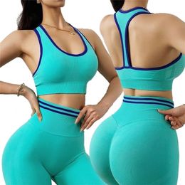 2 Piece Set Workout Clothes for Women Sportswear Seamless Yoga Sports Suit Fitness Clothing Gym Bra and Leggings 220330