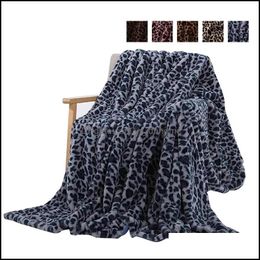 Blankets Home Textiles Garden Ll Elegant Leopard Design Fuzzy Blanket Sheets Super Soft Rabbit Fur Crystal Short Plush Dh7Om