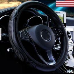 Steering Wheel Covers Black Leather Car Cover Skidproof Breathable Anti-slip Steering-Wheel Universal AccessoriesSteering