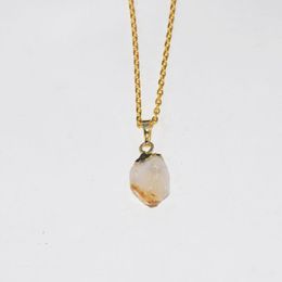 Pendant Necklaces Raw Natural Yellow Crystal Quartz Necklace Female 2022 Gold Chain Cap Irregular Adjustable Citrines Stone FemmePendant