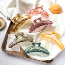 New Transparent 12cm Oversized Candy Colour Hair Claw Clips Korean Fashion Plastlic Hollow Shark Clip Hair Accessories