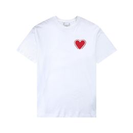 Paris Mens Designer T Shirt amis Embroidered Red Heart Solid Colour Big Love Round Neck Heart Short Sleeve T-shirt for men and women with the same paragraph