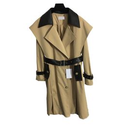 Marka Khaki Uzun Windbreakers Coats V Boyun Kemeri Tasarımcı Trench Coats Kış Zarif Ceket