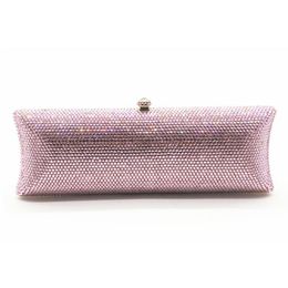 Evening Bags Female AB Crystal Bridal Wedding Party Purple Clutch Bag Handbags Metal Clear Gift Box Clutches Shoulder GoldEvening