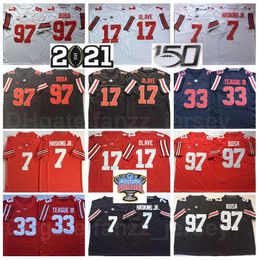 NCAA College Football 33 Master Teague III Jerseys Ohio State Buckeyes 17 Chris Olave 7 Dwayne Haskins Jr 97 Joey Bosa Embroidery And Sewing Red Black White University