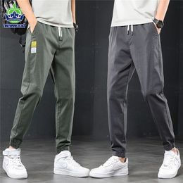 Men's Pants Autumn Winter Cotton Fashion Elastic Waist Baggy Thick Cargo Casual Korean Style Bound Feet Harem 220826