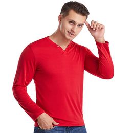 Men's T-Shirts T-Shirt Men Casual Long Sleeve Mens Tshirts Fashion Slim Fit Cotton Brand Clothing Harajuku Mandarin Collar Tee
