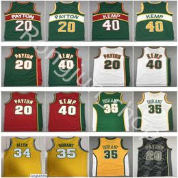 Men Basketball Shawn Kemp Jersey Gary Payton Kevin Durant Ray Allen Stitched Green Yellow White Red Home Away Breathable Who jerseys