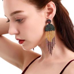 Dangle & Chandelier 1 Pair Beads Tassel Earrings Waterfall Shape Anti-allergic Easily Apply Colourized Drop For Girl