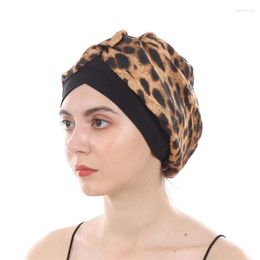 Beanie/Skull Caps 2022 Print Women's Soft Silky Satin Turban Hats Elastic Wide Band Bonnet Night Sleep Hat Hair Loss Chemo Cap Davi22