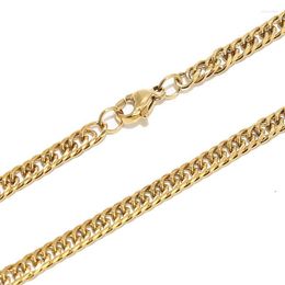 Chains 2pcs Stainless Steel Gold Miami Cuban Link Women Men Necklace 4mm Double Curb Chain Necklaces For GiftsChains Sidn22