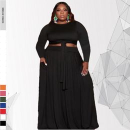 tall size womens clothing Canada - Women's Plus Size Tracksuits Set 2 Piece Sets Sexy Womens Outfits Fall Workplace Leisure Pure Color Tall Waist Long Sleeve Wholesale Drop