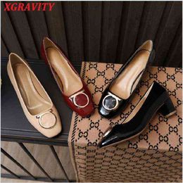 Dress Shoes Luxury Arc Metal Designer Lacquer Leather Western Style Women Pump Ladie Brief at Work Office Woman Zapatilla Mujer 220715