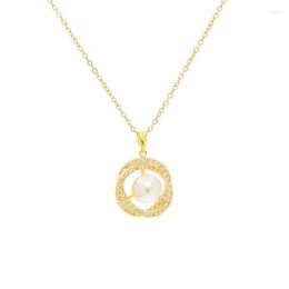 Pendant Necklaces PEARL CZ NECKLACE FOR WOMEN ROUND CUBIC ZIRCONIA LADIES JEWELLERY