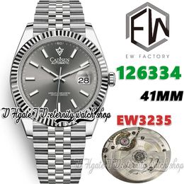 EWF V3 ew126334 Cal.3235 EW3235 Automatic Mens Watch 41MM Grey Dial Stick Markers 904L Stainless Steel Bracelet With Same Serial Warranty Card Super eternity Watches