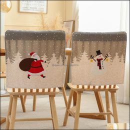 Chair Ers Sashes Home Textiles Garden New Christmas Simple And Elegant Snowflake Old Man Snowman Er Dvs