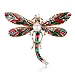 Pins Brooches 2022 Pearl Dragonfly For Women Men Suit Cute Large Insect Enamel Rhinestone Jewelry Banquet Gifts Accessories Seau22