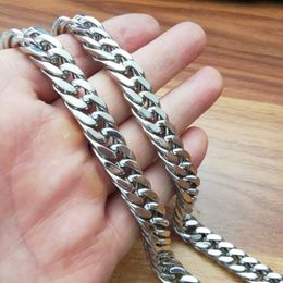 3meter Lot Silver 10mm Stainless Steel Miami Curb Link Chain Jewellery Findings Marking DIY Necklace For mens