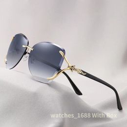 Diamond cut sunglasses for Woman Luxury high quality fashion Butterfly lens gold black panther head multi-function individual character birthday gift for women