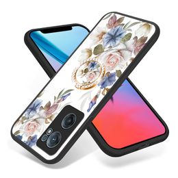 Finger Ring Kickstand Slim Beautiful Floral Tempered Glass Cases For Oneplus Nord CE 2 ACE Nord2T 10 Pro 8T 8 7T 7 N200 N20 N100 N10 Flowers Hard Phone Cover