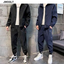 Autumn Fashion Mens Tracksuit Korean Fashion Design Zipper Hooded Jackets and Pants Casual Sportwear Sets M3XL 210412