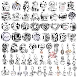 925 Sterling Silber baumelnder Charm-Anhänger mit Zahlen-Welpen-Schloss-Perlen, passend für Pandora-Charm-Armbänder, DIY-Schmuckzubehör