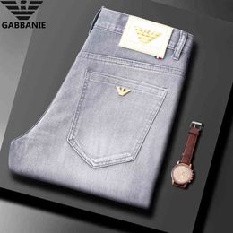 Luxury Light European Fashion Brand Jeans for Young Men Korean Casual Slim Elastic Cotton Simple Spring and Summer Thin