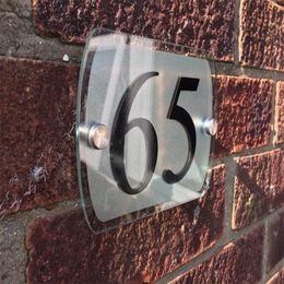 Custom Frosted House Sign Plaque Street Door Number Acrylic Silver Name 220706