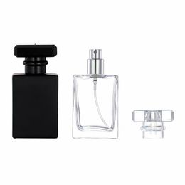 30ml 50ml 100ml Rectangle Vintage Refillable Pump Spray Perfume Glass Bottles sqaure With Aluminium Cap