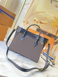 Designer Bag On My Side PM Chataigne Handbags Totes Sides Letter Printing Coated Canvas Tote 100% Real Calf Leather Handbag Removable Strap Top Handles Fashion Purse