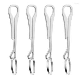 Keychains 4pcs Stainless Steel Hook Clips Key Chain Hanging Buckles Hanger BuckleKeychains Forb22