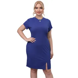 Plus Size Dresses Women Black Red Dress Short Sleeve O-Neck Slim Summer Female Elastic Package Hip Mini Vestidos De Mujer