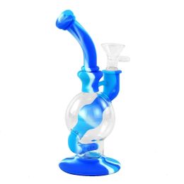 7.4" Glass hookah smoking water pipes silicone hose joint small and portable convenient to carry