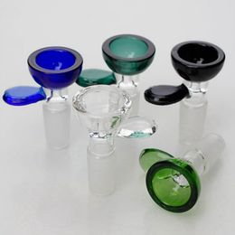 Colourful Smoking Pyrex Thick Glass 14MM 18MM Male Joint Bubble Bowl Non-slip Handle Philtre Replaceable Herb Tobacco Oil Rigs Hookah Bongs Handpipes Tool DHL