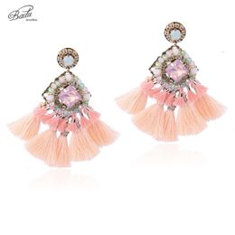 Dangle & Chandelier Badu Pink Tassel Earring Baroque Lovely Fringe Earrings Women Boho Handmade Jewellery Girlfriend Gift 2022 ArrivalDangle