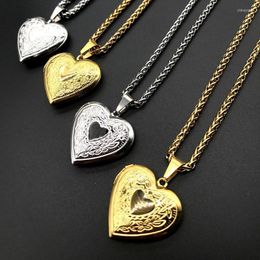 Pendant Necklaces 1Pc High Quality Men Women Chain Friend Lover Titanium Steel Po Picture Locket Necklace Heart Shaped AccessoriesPendant Si